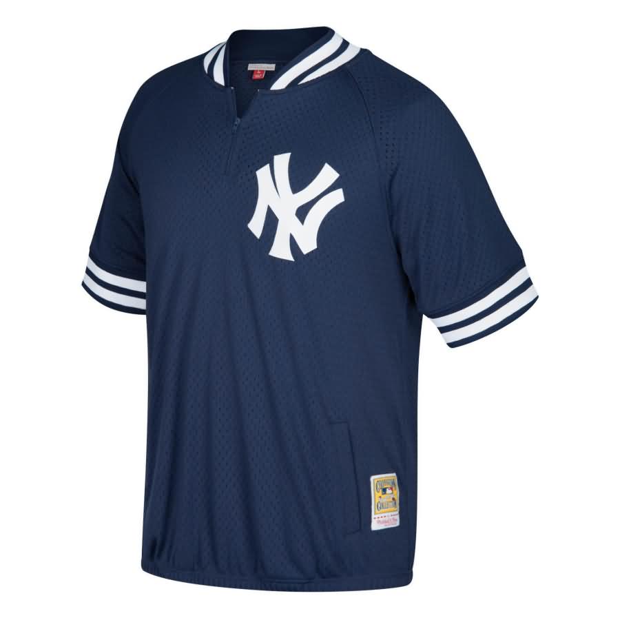 New York Yankees Mitchell & Ness Cooperstown Collection Mesh Batting Practice Quarter-Zip Jersey - Navy