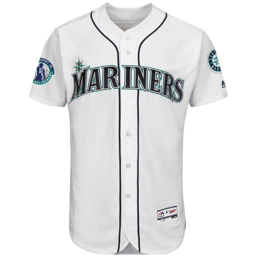 Seattle Mariners Majestic Griffey Retirement Day Patch Flex Base Team Jersey - White