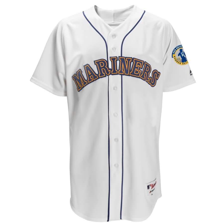 Seattle Mariners Majestic Griffey Retirement Day Patch Throwback Team Jersey - White