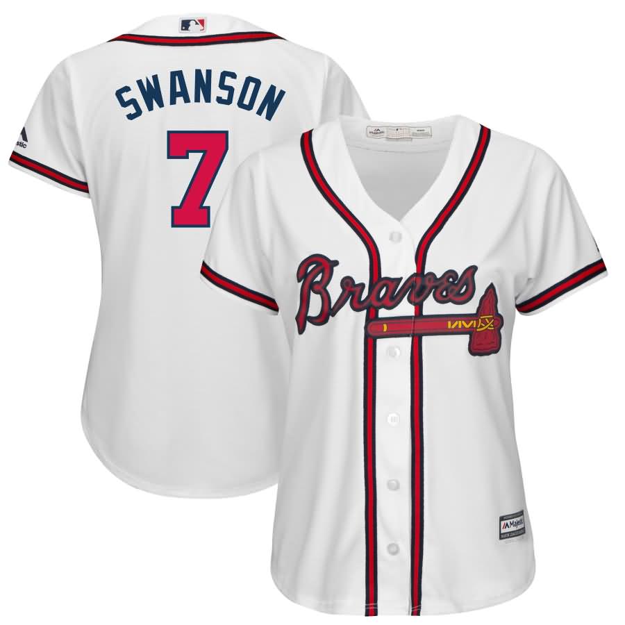 Dansby Swanson Atlanta Braves Majestic Women's Home Cool Base Player Jersey - White