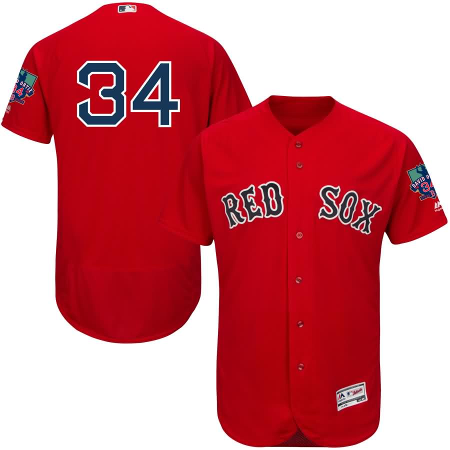 David Ortiz Boston Red Sox Majestic Alternate Flex Base Retirement Patch Authentic Jersey - Scarlet