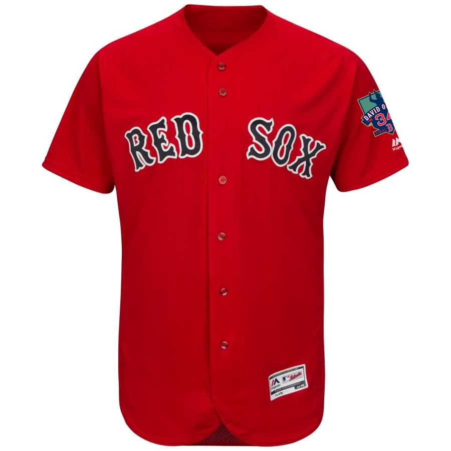 David Ortiz Boston Red Sox Majestic Alternate Flex Base Retirement Patch Authentic Jersey - Scarlet