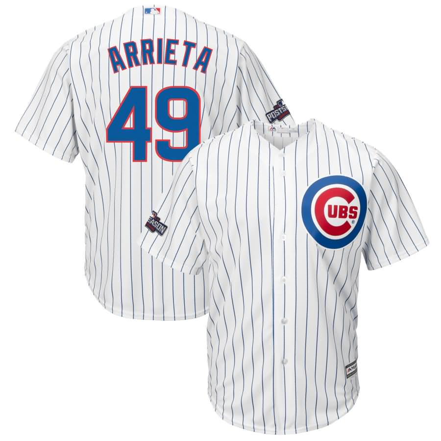 Jake Arrieta Chicago Cubs Majestic Home 2016 Postseason Patch Cool Base Player Jersey - White/Royal