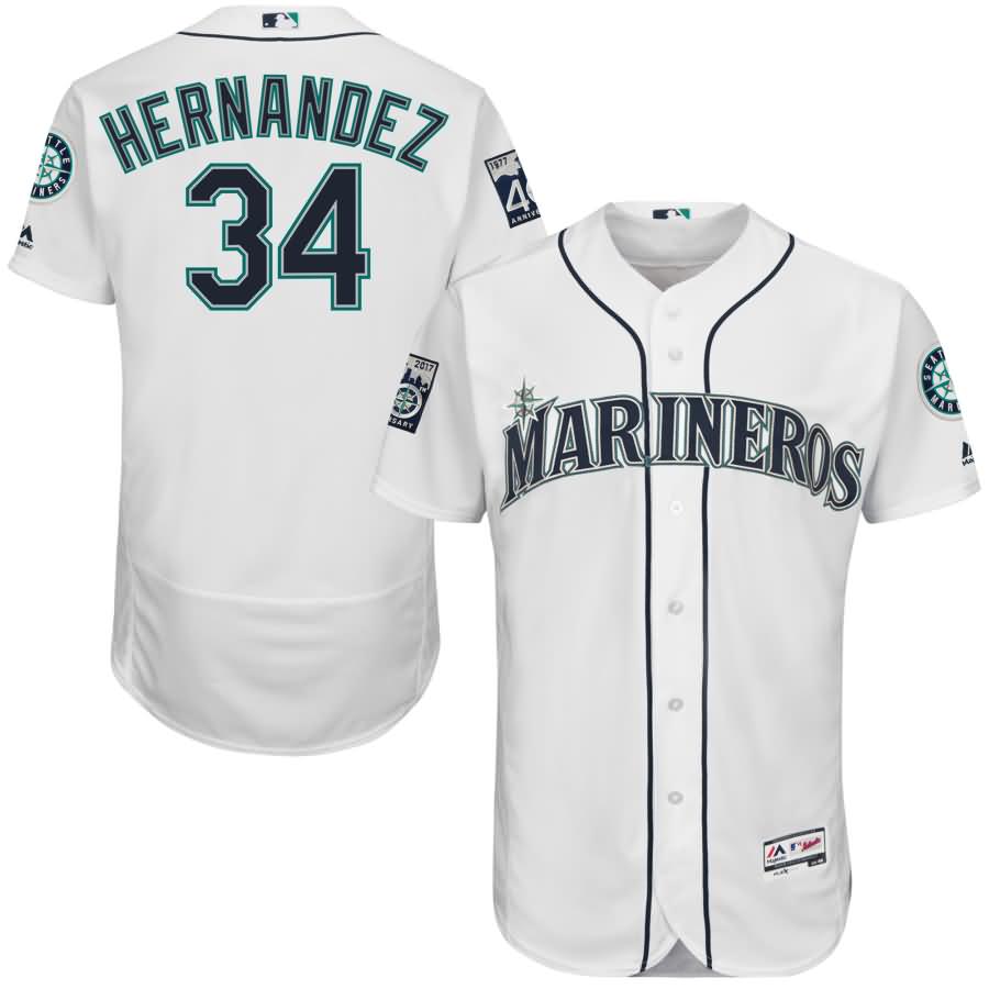 Felix Hernandez Seattle Mariners Majestic Home On-Field Flex Base Authentic Jersey with Patch - White