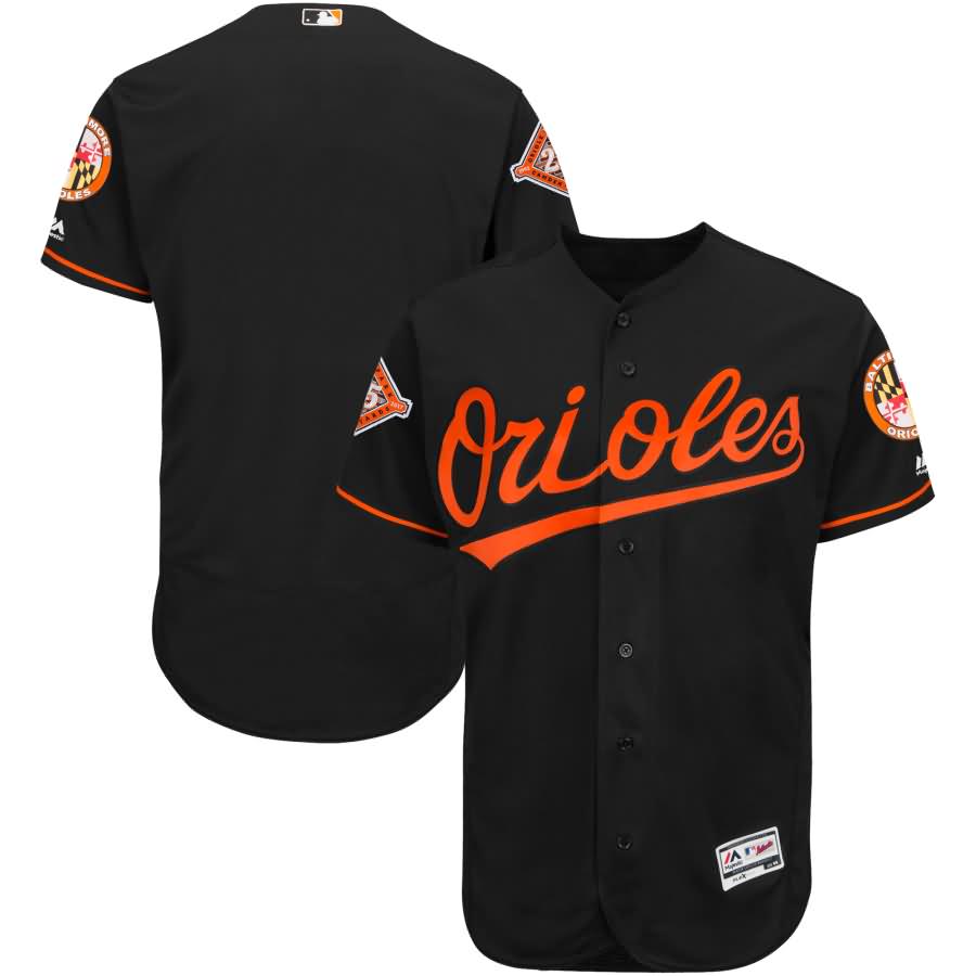 Baltimore Orioles Majestic Alternate Authentic Collection On-Field Flex Base Jersey with Anniversary Patch - Black