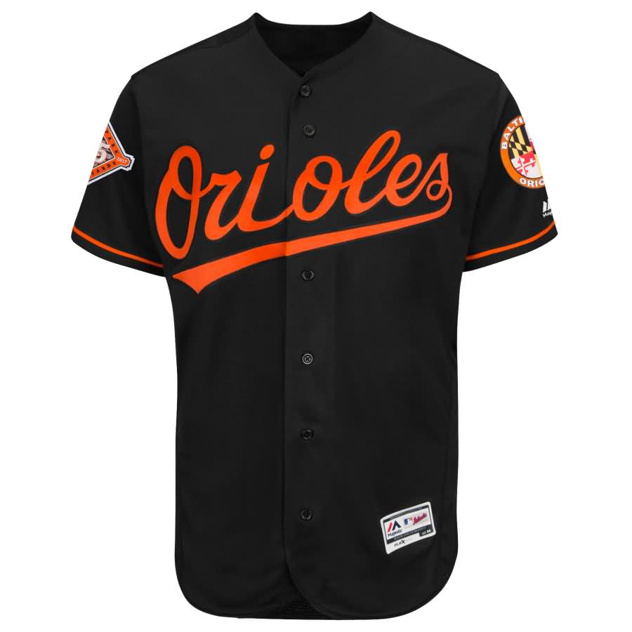 Baltimore Orioles Majestic Alternate Authentic Collection On-Field Flex Base Jersey with Anniversary Patch - Black