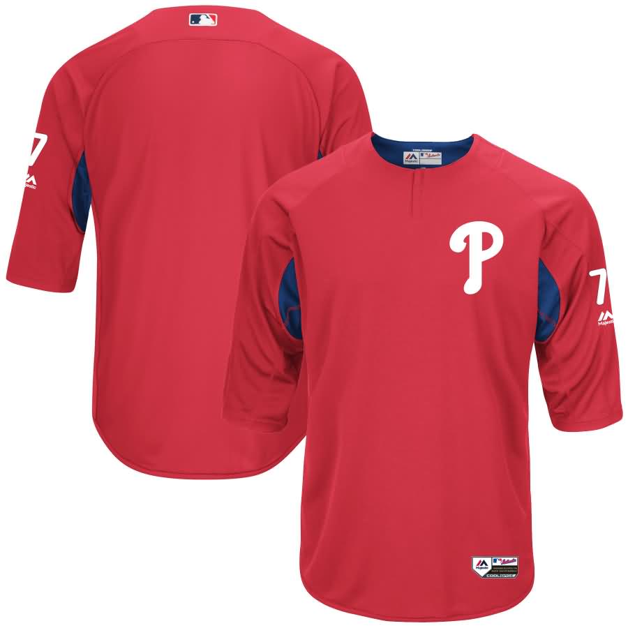 Maikel Franco Philadelphia Phillies Majestic Authentic Collection On-Field 3/4-Sleeve Player Batting Practice Jersey - Red/Royal