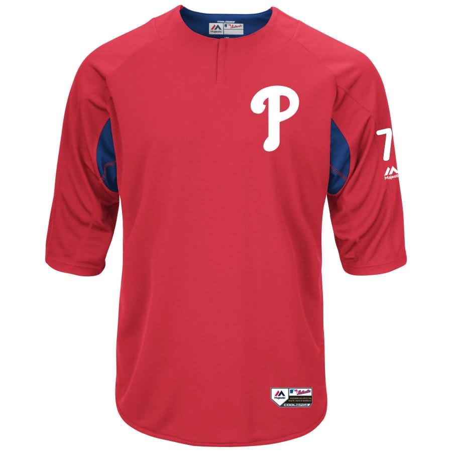 Maikel Franco Philadelphia Phillies Majestic Authentic Collection On-Field 3/4-Sleeve Player Batting Practice Jersey - Red/Royal