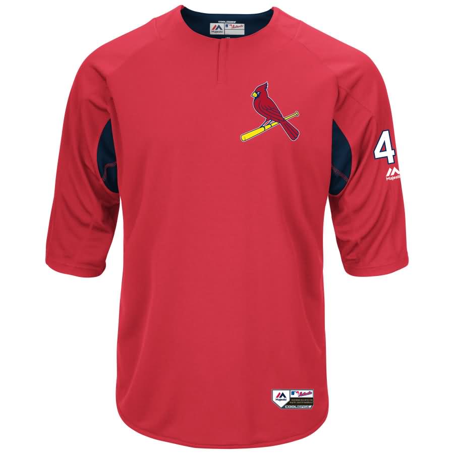 Yadier Molina St. Louis Cardinals Majestic Authentic Collection On-Field 3/4-Sleeve Player Batting Practice Jersey - Red/Navy