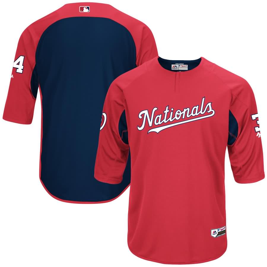 Bryce Harper Washington Nationals Majestic Authentic Collection On-Field 3/4-Sleeve Player Batting Practice Jersey - Red/Navy