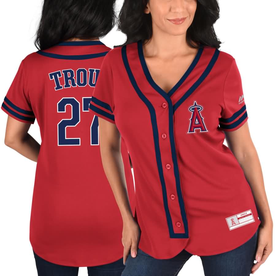 Mike Trout Los Angeles Angels Majestic Women's Absolute Victory Fashion Player Jersey - Red/Navy