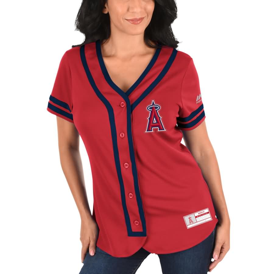 Mike Trout Los Angeles Angels Majestic Women's Absolute Victory Fashion Player Jersey - Red/Navy