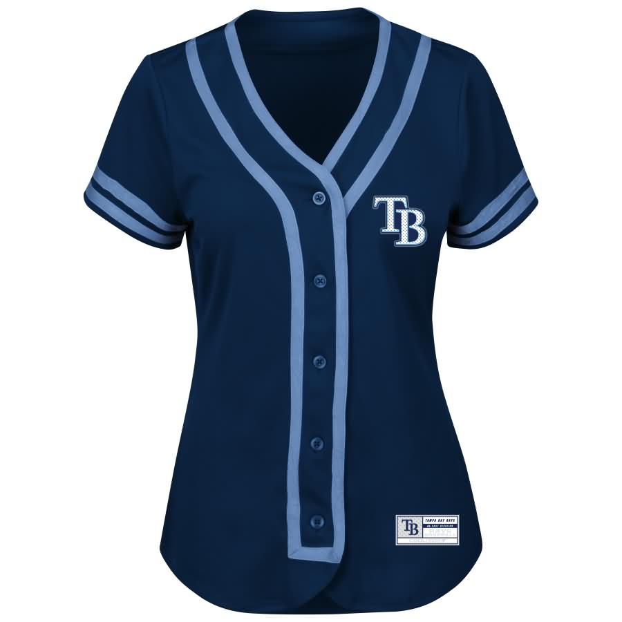 Tampa Bay Rays Majestic Women's Fashion Absolute Victory Cool Base Team Jersey - Navy/Light Blue