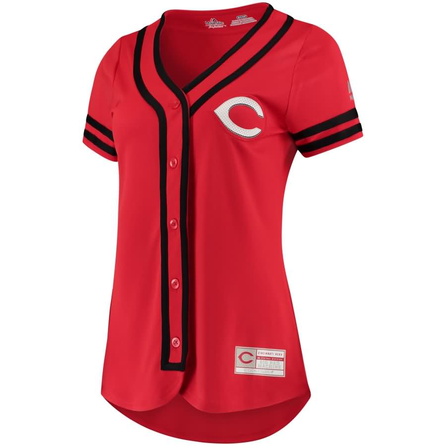 Cincinnati Reds Majestic Women's Absolute Victory Fashion Team Jersey - Red/Black