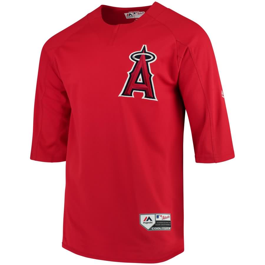 Los Angeles Angels Majestic Authentic Collection On-Field 3/4-Sleeve Batting Practice Jersey - Red