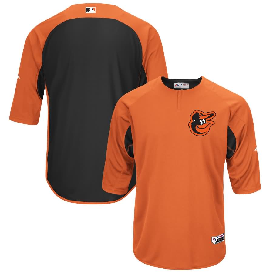 Baltimore Orioles Majestic Authentic Collection On-Field 3/4-Sleeve Batting Practice Jersey - Orange/Black