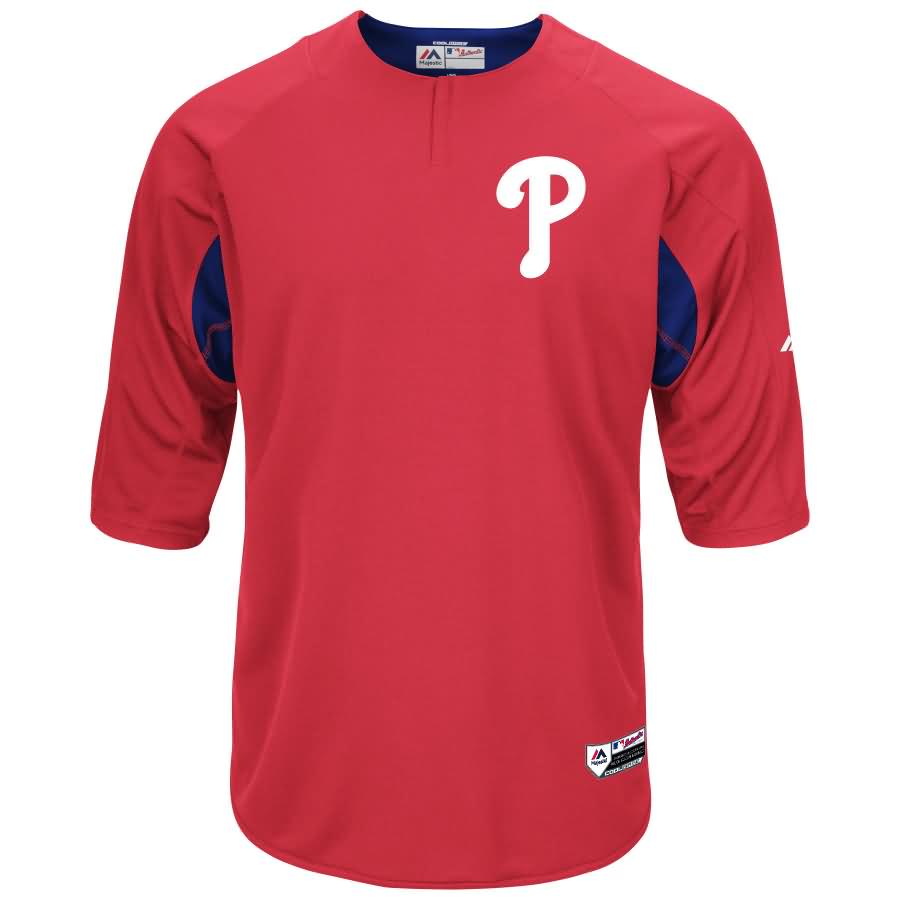 Philadelphia Phillies Majestic Authentic Collection On-Field 3/4-Sleeve Batting Practice Jersey - Red/Royal