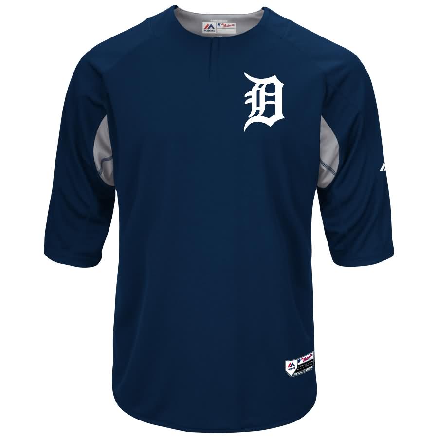 Detroit Tigers Majestic Authentic Collection On-Field 3/4-Sleeve Batting Practice Jersey - Navy/Gray