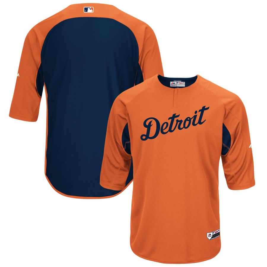 Detroit Tigers Majestic Authentic Collection On-Field 3/4-Sleeve Batting Practice Jersey - Orange/Navy