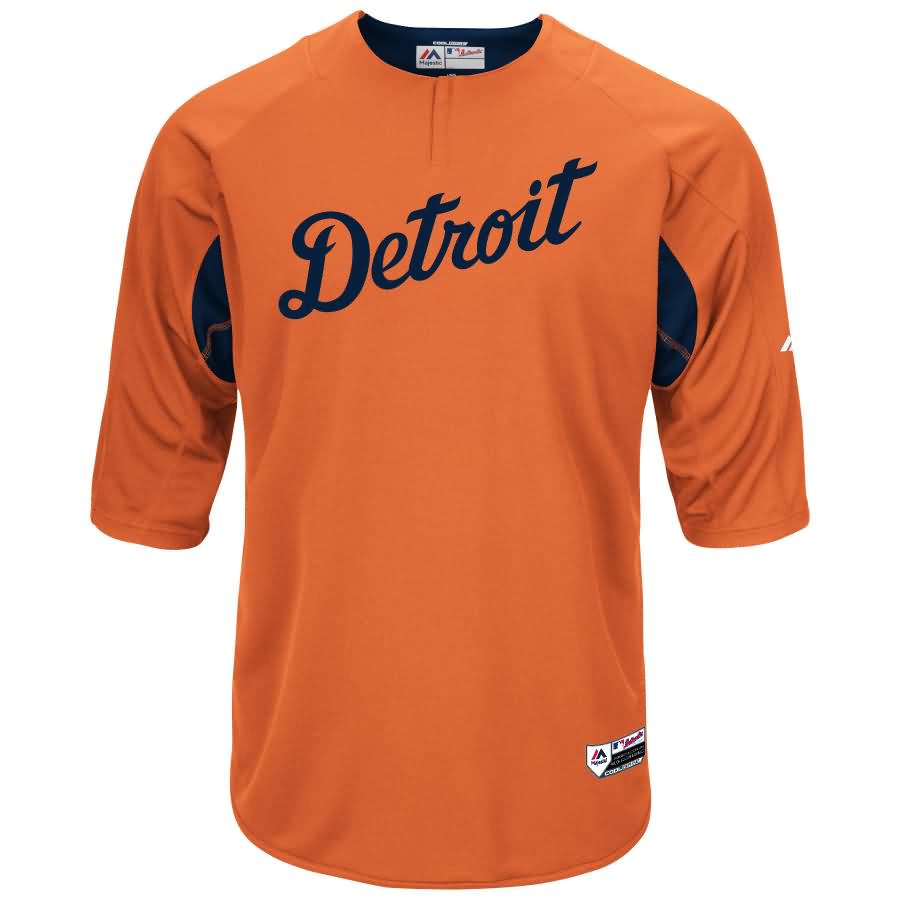 Detroit Tigers Majestic Authentic Collection On-Field 3/4-Sleeve Batting Practice Jersey - Orange/Navy