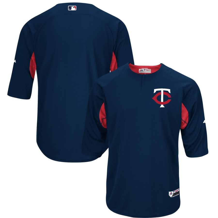 Minnesota Twins Majestic Authentic Collection On-Field 3/4-Sleeve Batting Practice Jersey - Navy/Red