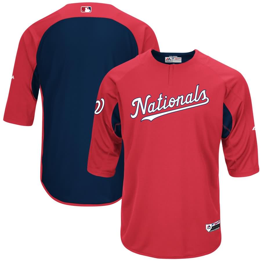 Washington Nationals Majestic Authentic Collection On-Field 3/4-Sleeve Batting Practice Jersey - Red/Navy