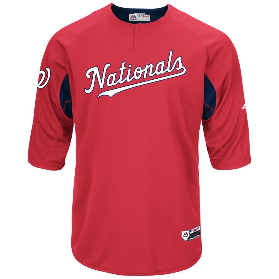 Washington Nationals Majestic Authentic Collection On-Field 3/4-Sleeve Batting Practice Jersey - Red/Navy