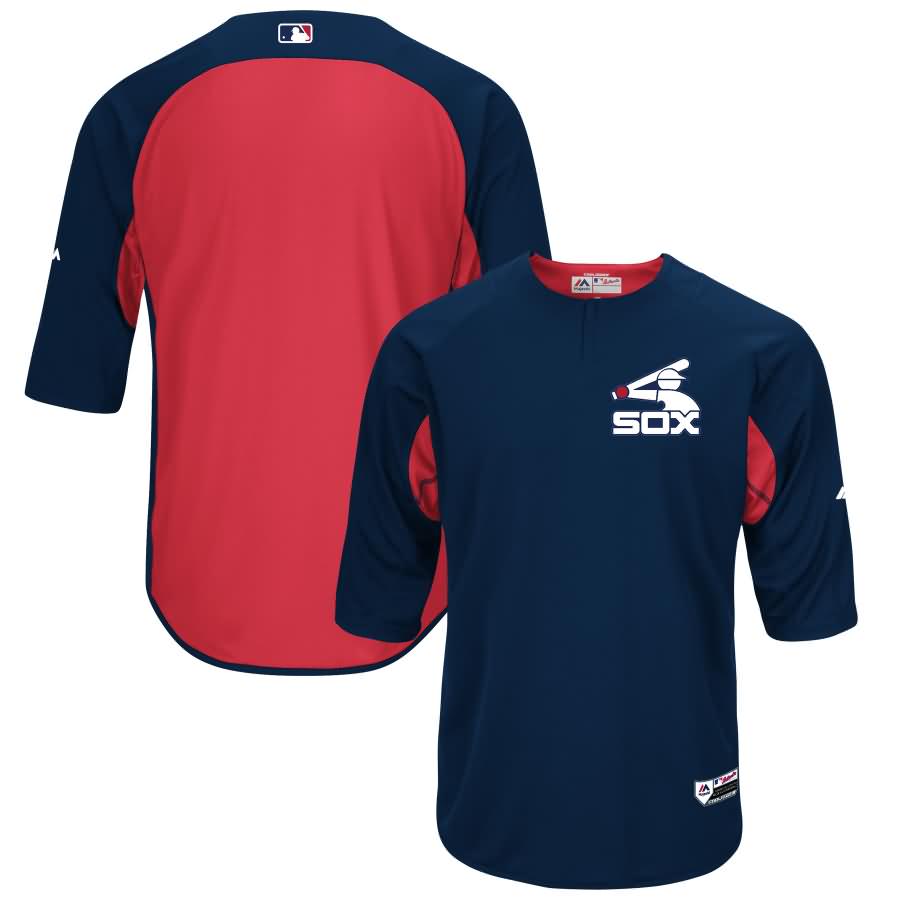 Chicago White Sox Majestic Authentic Collection On-Field 3/4-Sleeve Batting Practice Jersey - Navy/Red