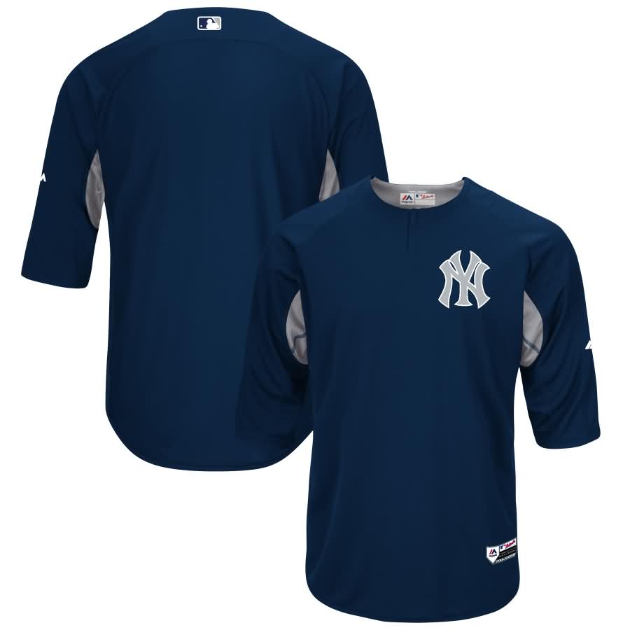 New York Yankees Majestic Authentic Collection On-Field 3/4-Sleeve Batting Practice Jersey - Navy/Gray