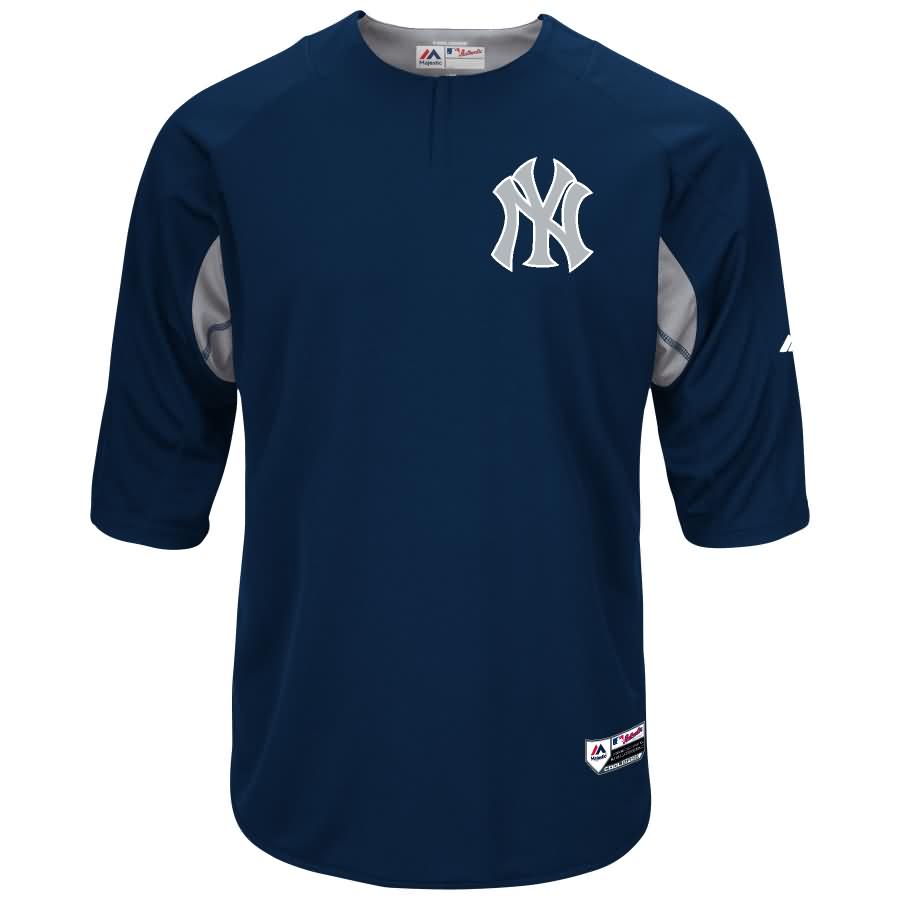 New York Yankees Majestic Authentic Collection On-Field 3/4-Sleeve Batting Practice Jersey - Navy/Gray