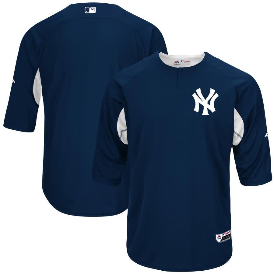 New York Yankees Majestic Authentic Collection On-Field 3/4-Sleeve Batting Practice Jersey - Navy/White