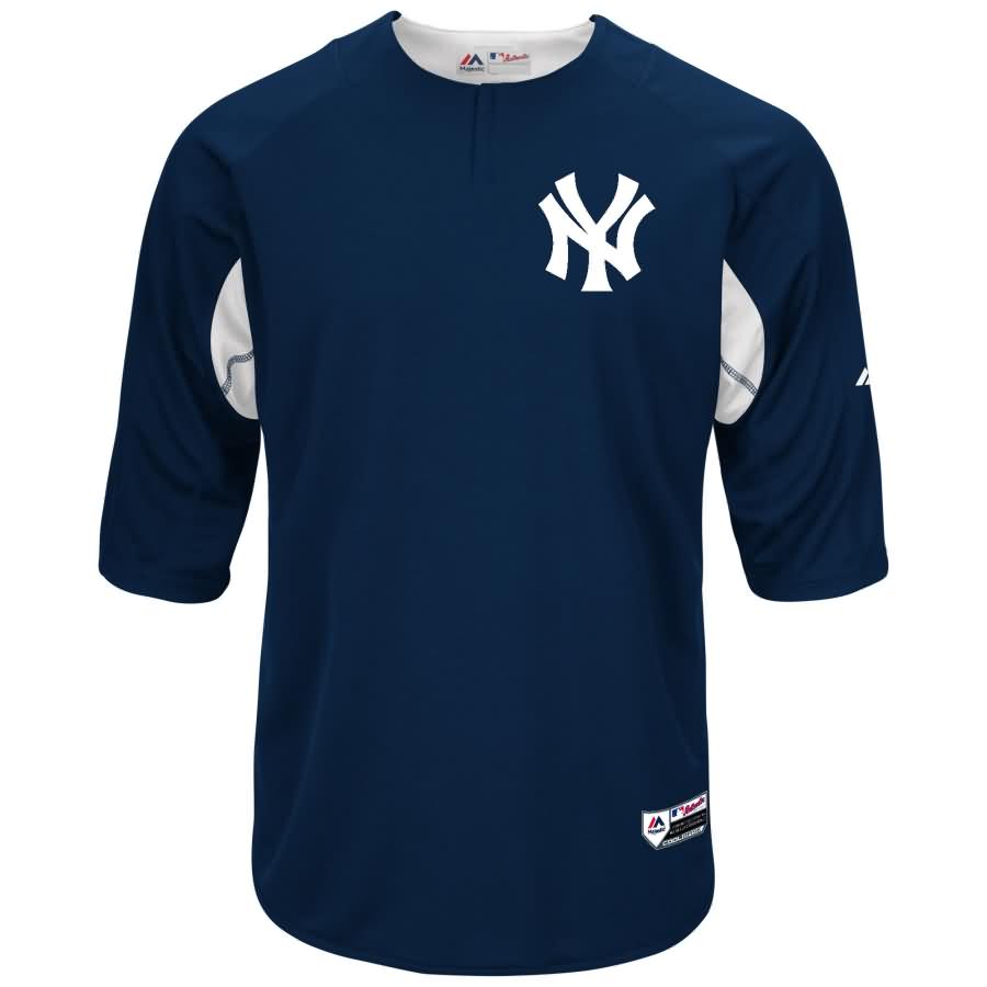 New York Yankees Majestic Authentic Collection On-Field 3/4-Sleeve Batting Practice Jersey - Navy/White