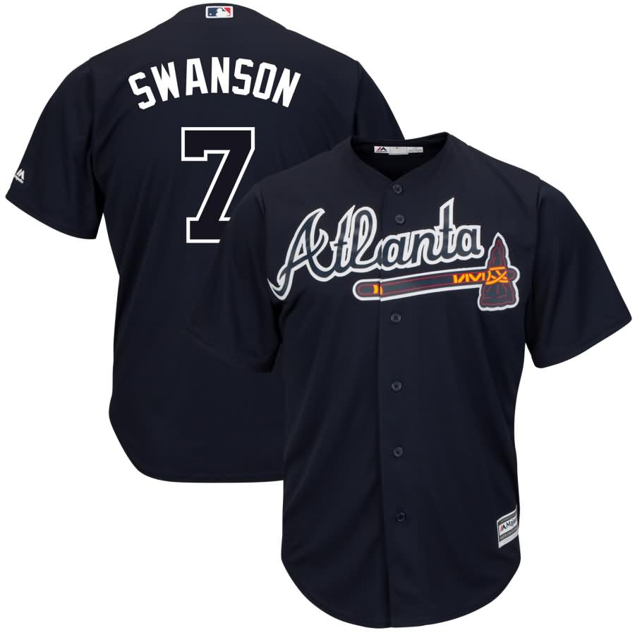 Dansby Swanson Atlanta Braves Majestic Alternate Official Cool Base Player Jersey - Navy