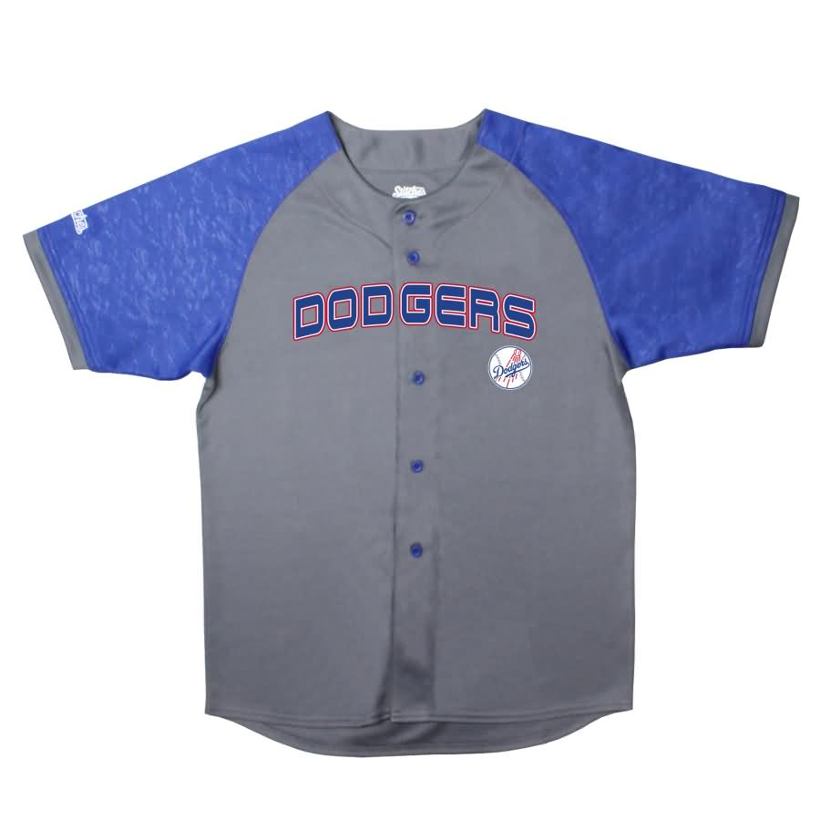 Los Angeles Dodgers Stitches Youth Glitch Jersey - Charcoal/Royal