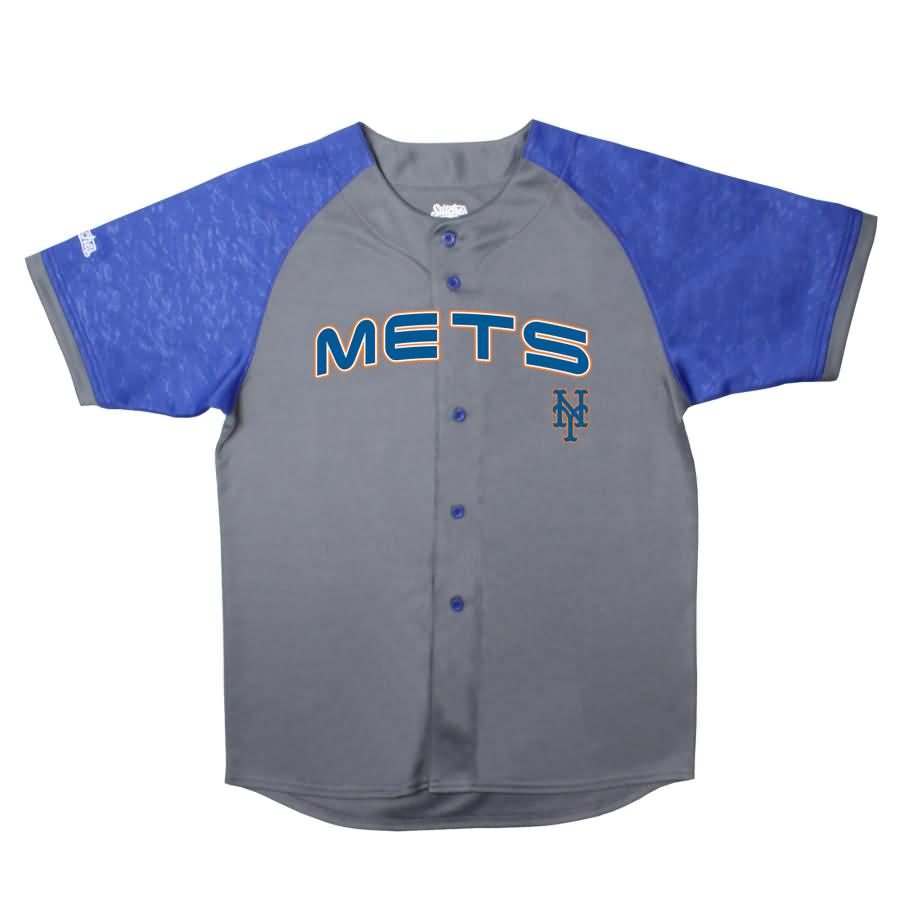 New York Mets Stitches Youth Glitch Jersey - Charcoal/Royal