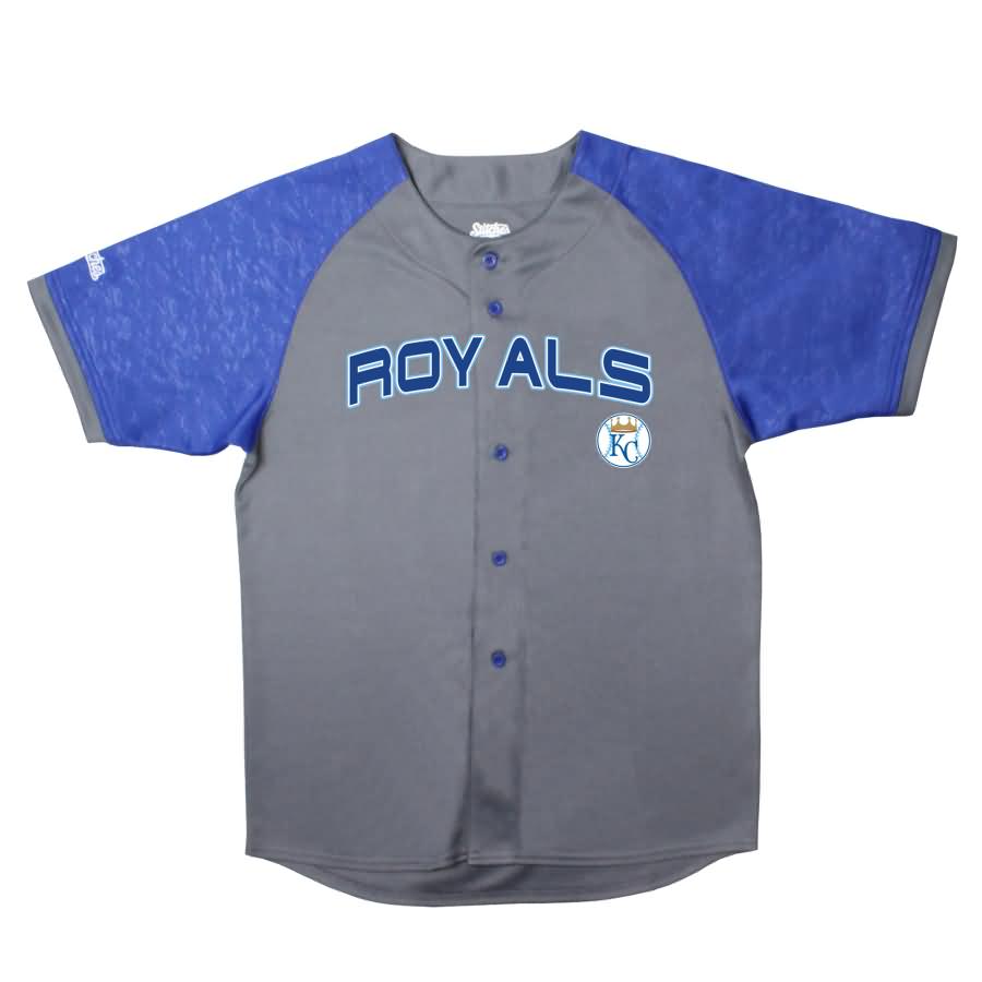 Kansas City Royals Stitches Youth Glitch Jersey - Charcoal/Royal