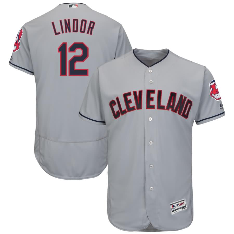 Francisco Lindor Cleveland Indians Majestic Road Authentic Collection Flex Base Player Jersey - Gray