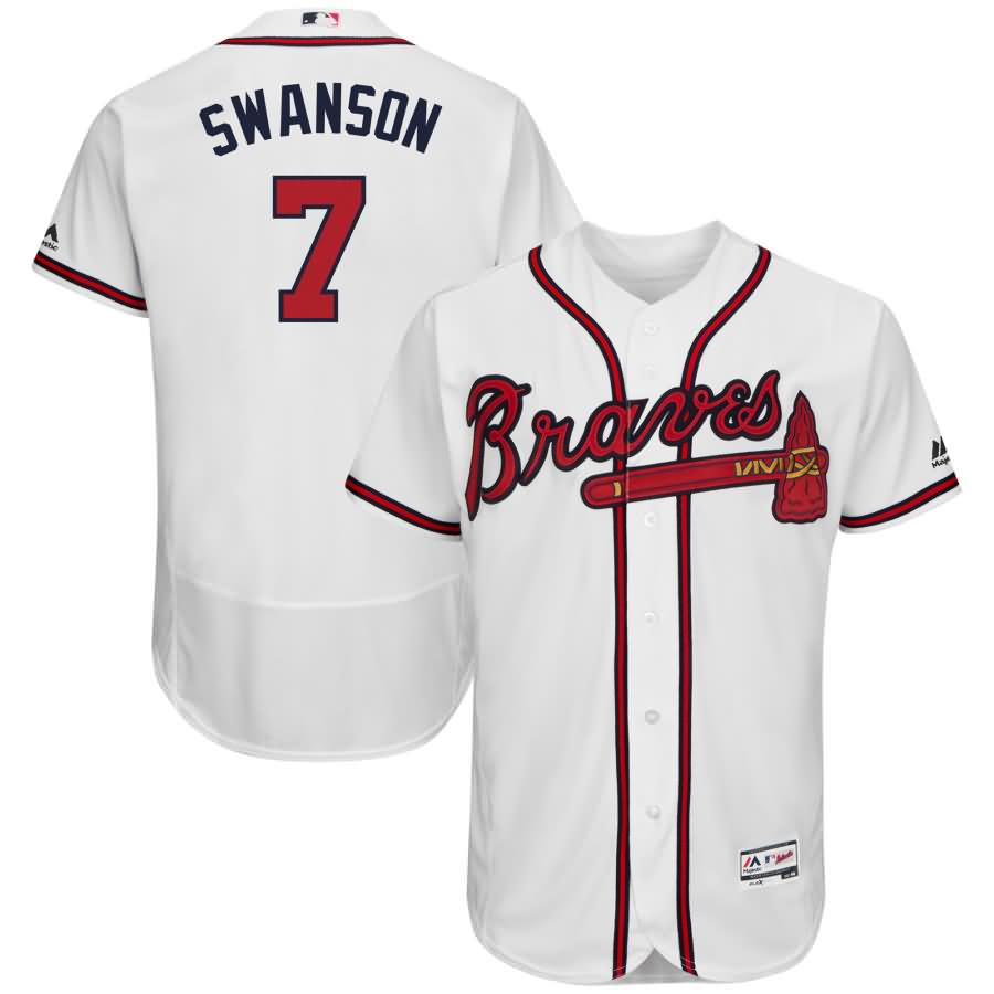 Dansby Swanson Atlanta Braves Majestic Home Flex Base Authentic Collection Player Jersey - White