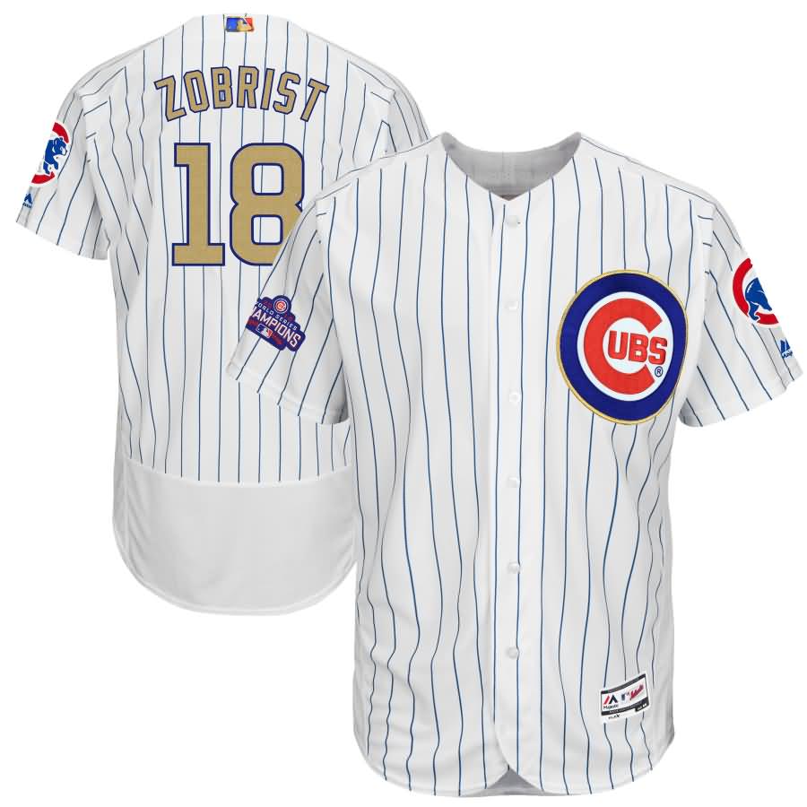 Ben Zobrist Chicago Cubs Majestic 2017 Gold Program Flex Base Player Jersey - White