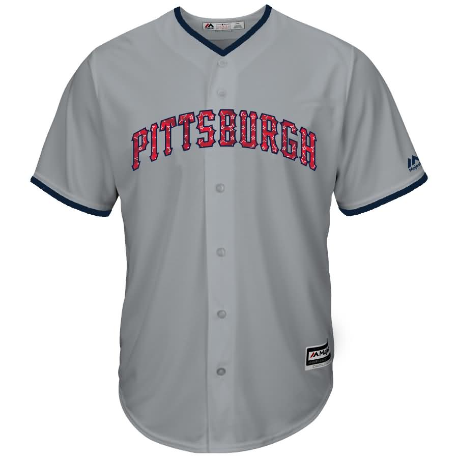 Pittsburgh Pirates Majestic 2017 Stars & Stripes Cool Base Team Jersey - Gray