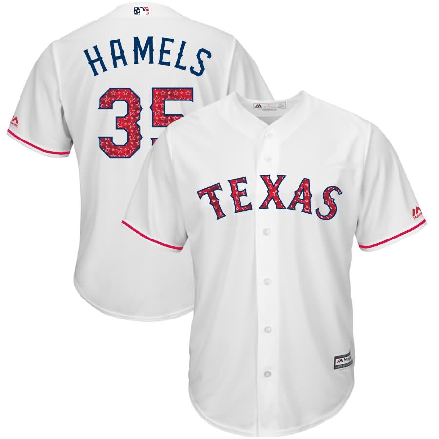 Cole Hamels Texas Rangers Majestic 2017 Stars & Stripes Cool Base Player Jersey - White