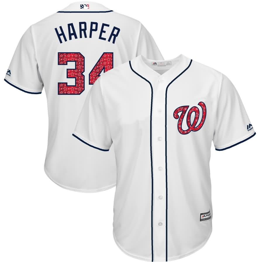 Bryce Harper Washington Nationals Majestic 2018 Stars & Stripes Cool Base Player Jersey - White