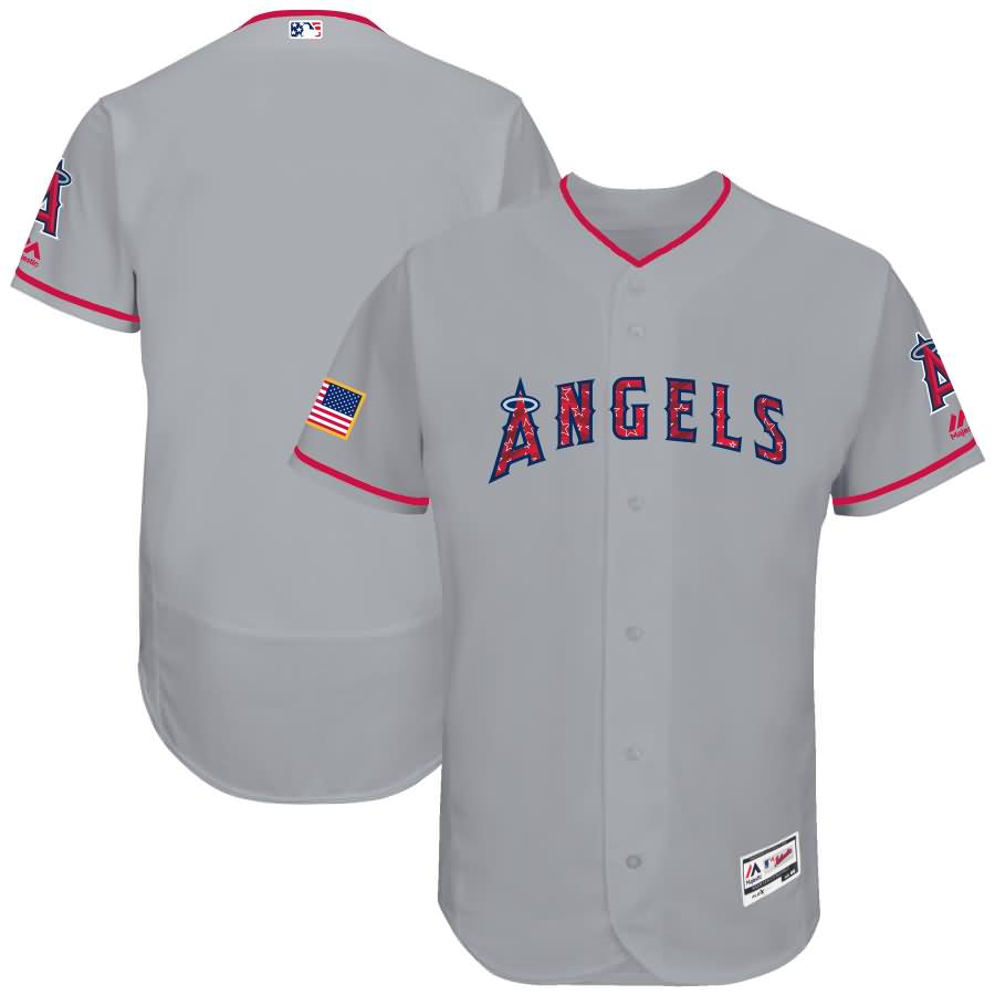 Los Angeles Angels Majestic 2017 Stars & Stripes Authentic Collection Flex Base Team Jersey - Gray