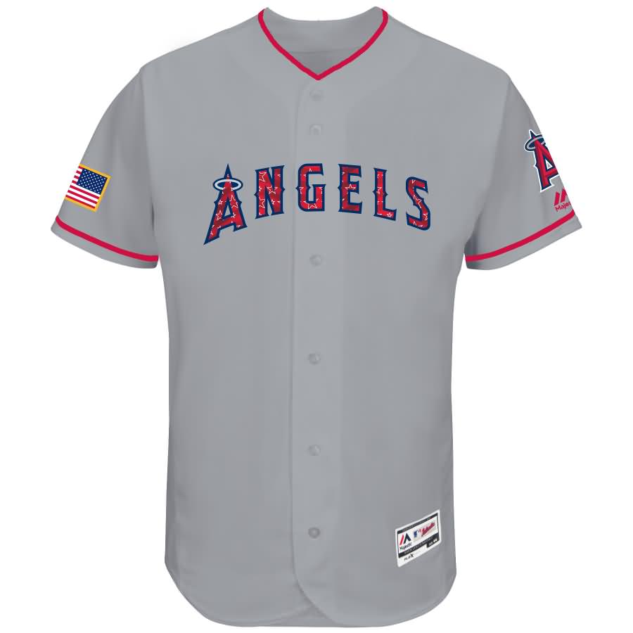 Los Angeles Angels Majestic 2017 Stars & Stripes Authentic Collection Flex Base Team Jersey - Gray