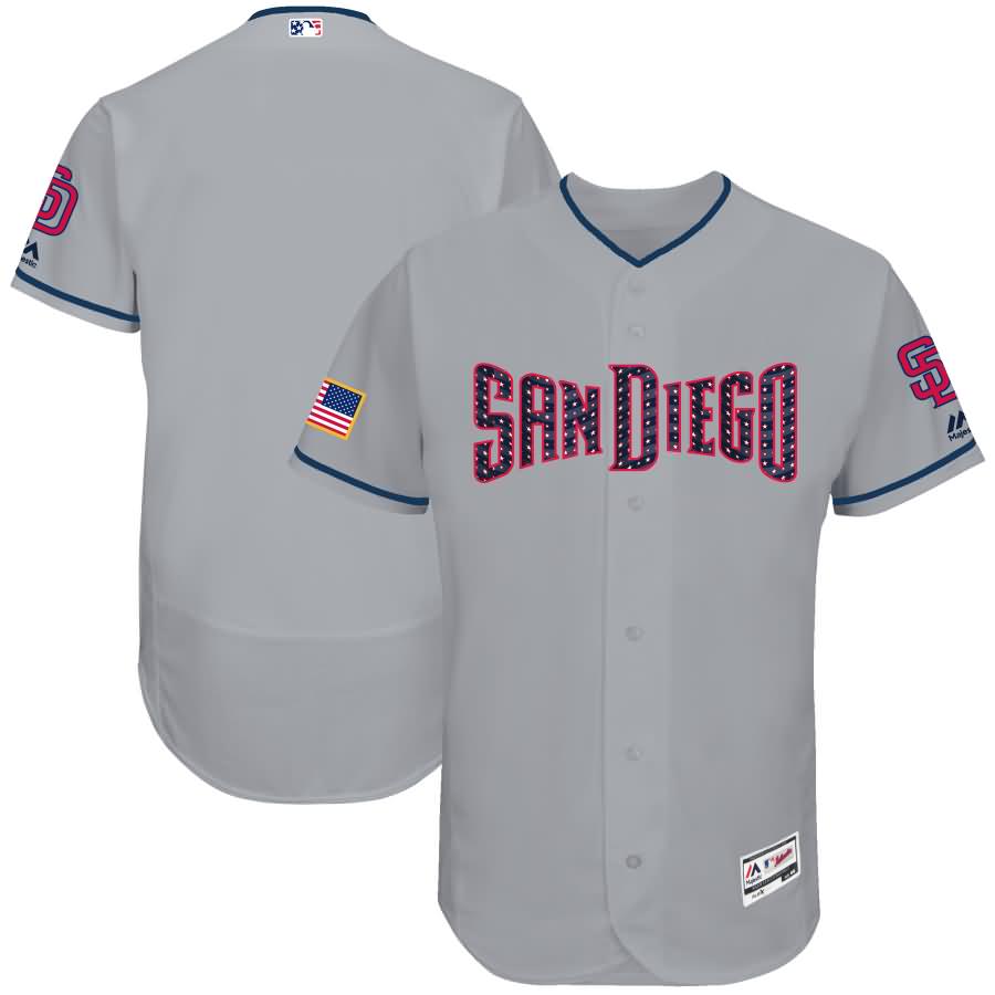 San Diego Padres Majestic 2018 Stars & Stripes Flex Base Team Jersey - Gray