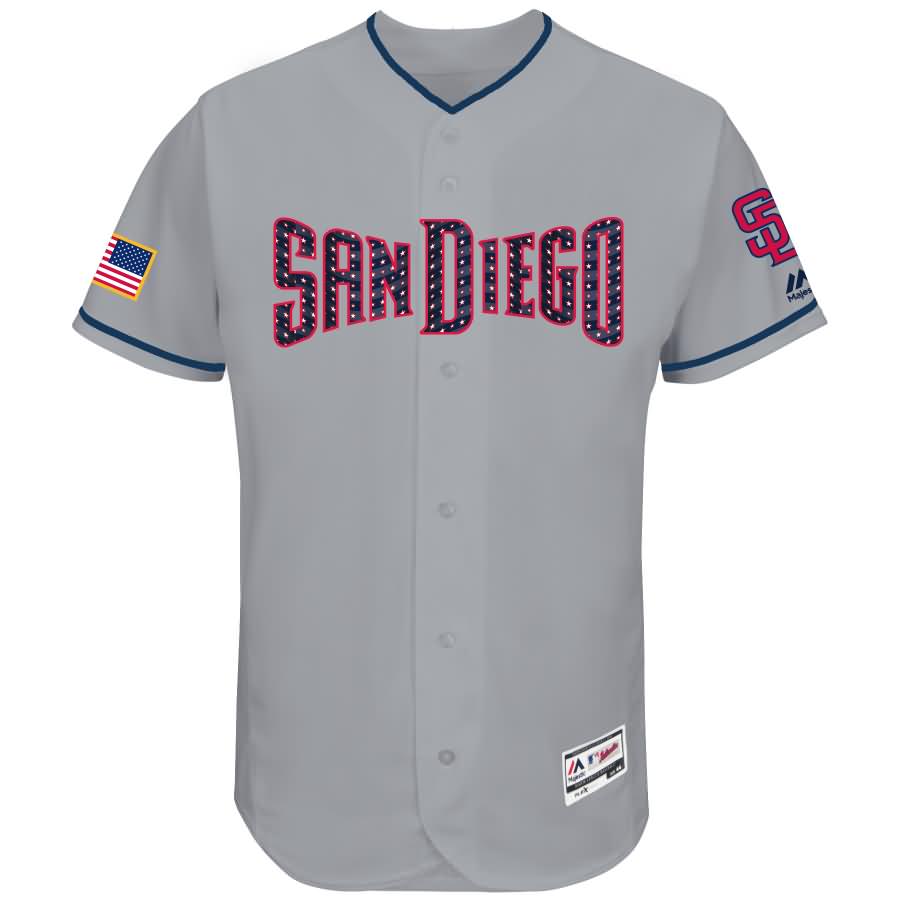 San Diego Padres Majestic 2018 Stars & Stripes Flex Base Team Jersey - Gray