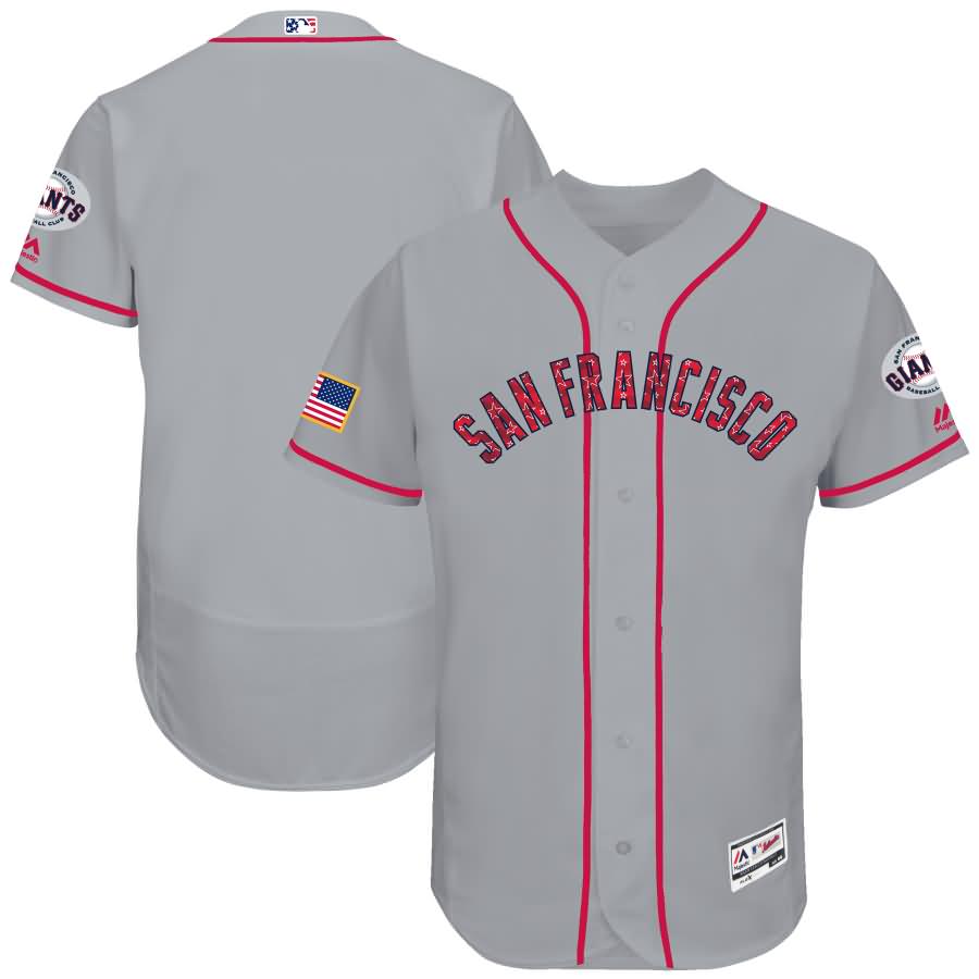 San Francisco Giants Majestic 2017 Stars & Stripes Authentic Collection Flex Base Team Jersey - Gray