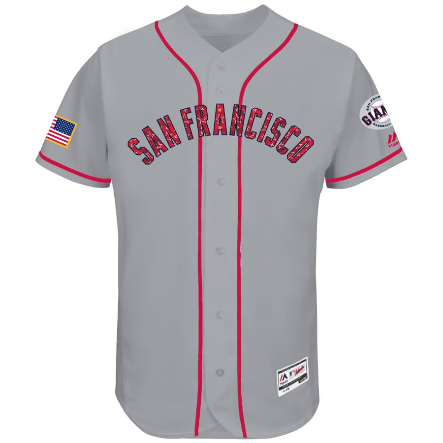 San Francisco Giants Majestic 2017 Stars & Stripes Authentic Collection Flex Base Team Jersey - Gray