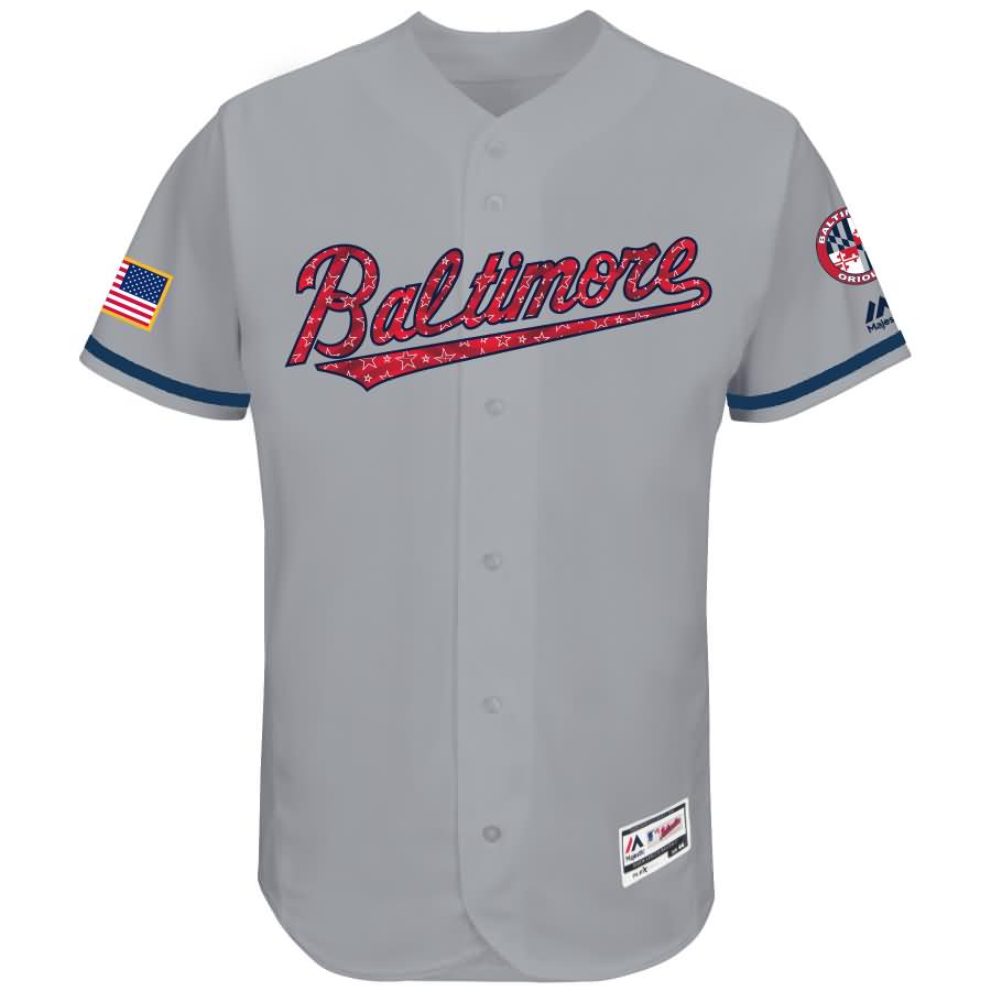 Baltimore Orioles Majestic 2017 Stars & Stripes Authentic Collection Flex Base Team Jersey - Gray