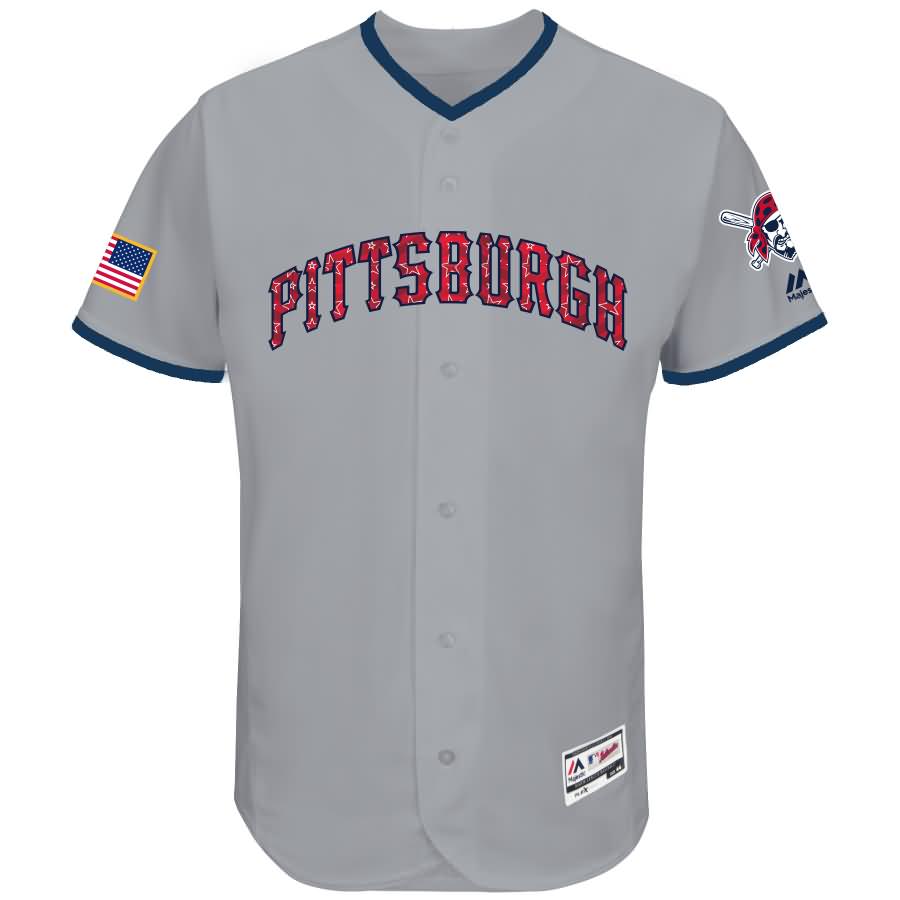 Pittsburgh Pirates Majestic 2018 Stars & Stripes Flex Base Team Jersey - Gray